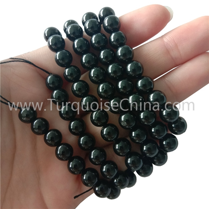 Genuine Black Spinel Smooth Round Beads Gemstone Strings 1