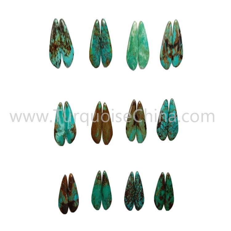 24.2X12.3mm Naturlig turkos Vänster och höger Match Glatt Polering Gemstone Partihandel 1