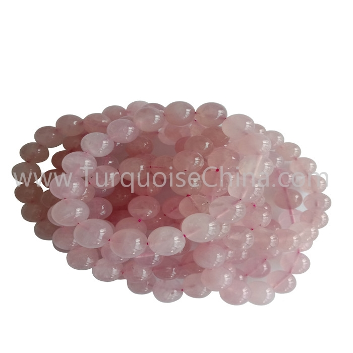 Fallegt Rose Quartz Round Perlur Armbönd Gemstone Heildverslun 1