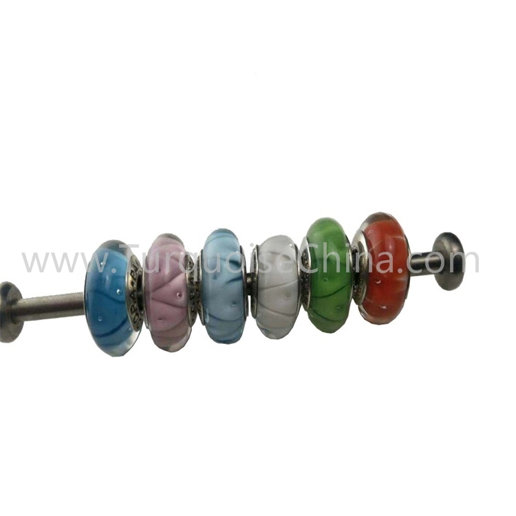 Beautiful Colored Glaze Silver Charms Beads Wholesale Handmade Gemstone 1