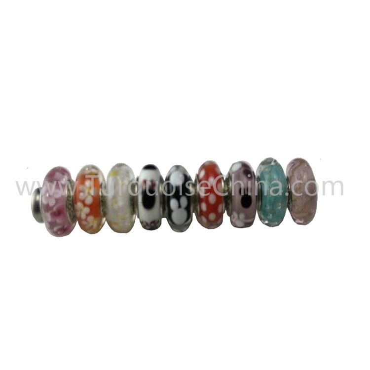 Coloured Glaze Silver Beads Lovely Charms For Making Jewelry 1