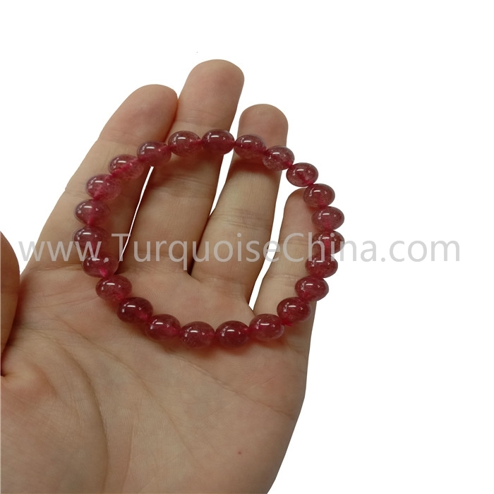Manik-manik Bulat Strawberry Red Strawberry Menarik Gelang Batu Permata 1
