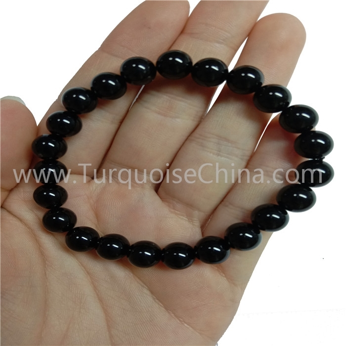 8mm Black Onyx Round Beads Bracelet Hot Handmade Gemstone 1