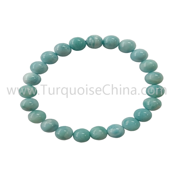 Asli Larimar Putaran Beads Gelang Hadiah untuk Pria dan Wanita 1