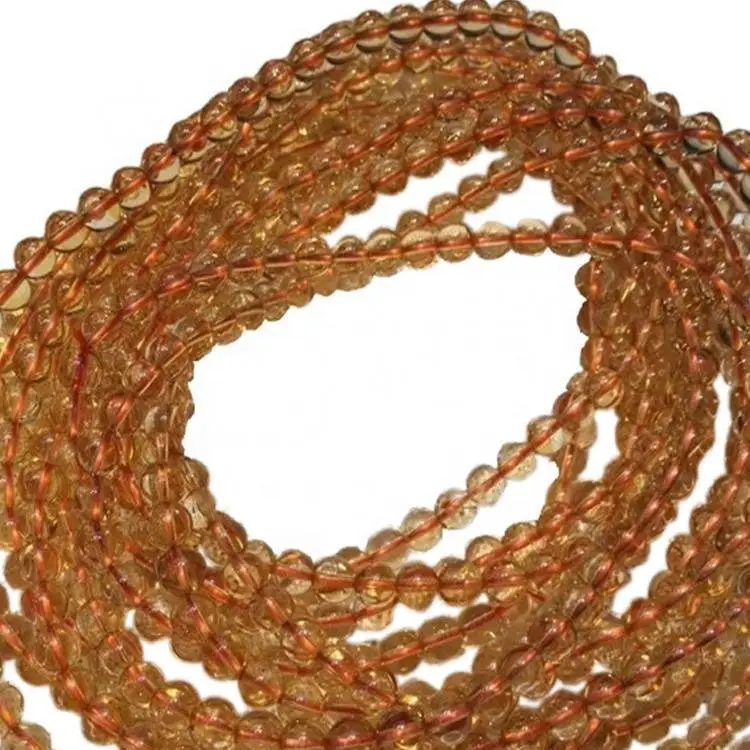 Alami Citrine Halus Bulat Manik-manik 108Pcs Buddha Manik-manik Helai Kalung 1