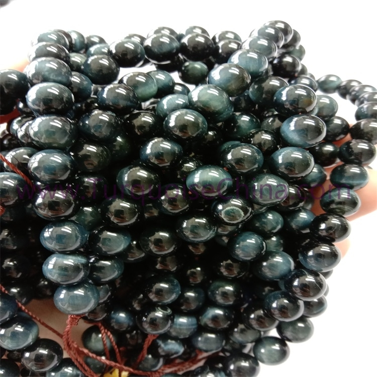 Təbii mavi pələngin göz daş dəyirmi forma muncuq muncuqlar Gemstone Topdansatış 1