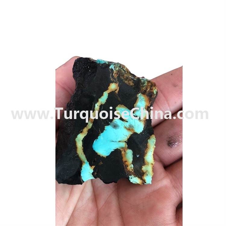 Special pattern blue and black mixture turquoise raw rough material 1