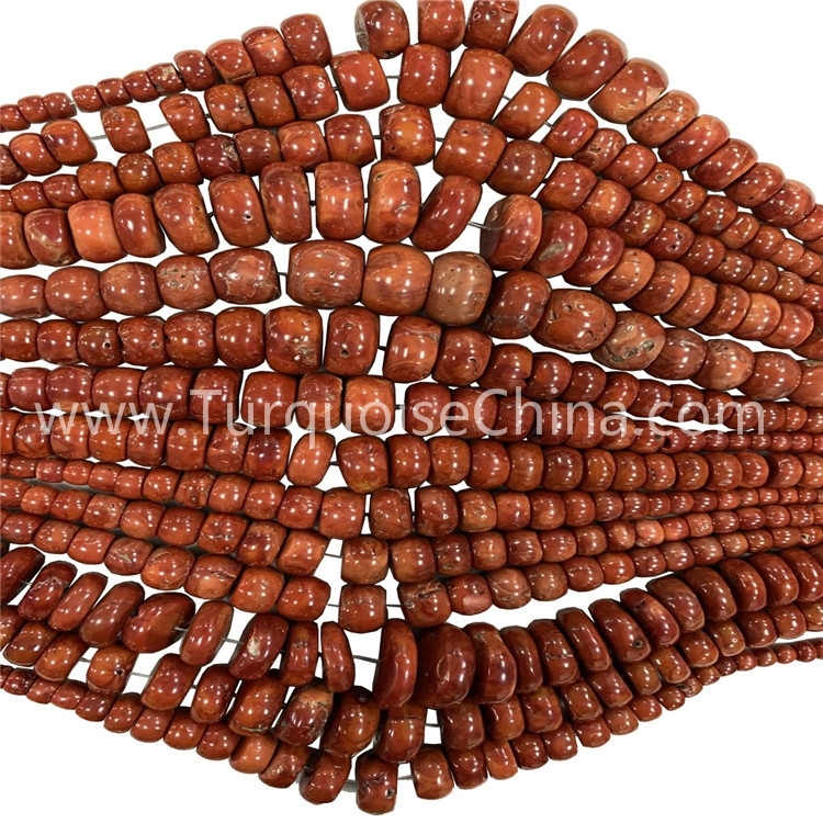 Surova rdeča korala Rondelle Beads Strings Mešanica Velikost za izdelavo nakita 1