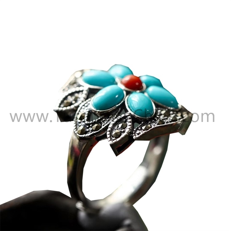 Fugalaau-foliga 925 sterling siliva mama ma turquoise cabocon gemstone 1
