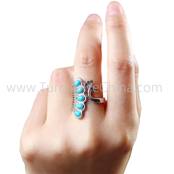 Te Turquoise Truquoise Peacock Ricock hiriwa whakapaipai hiriwa mo te wahine 1
