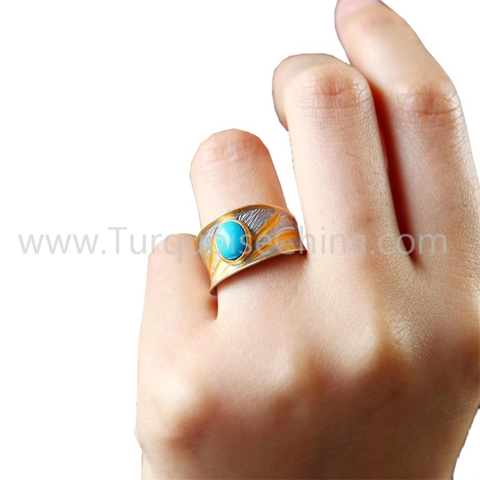 Hot-sale Gold Ring Made With Natural Turquoise For Men And Woman 1