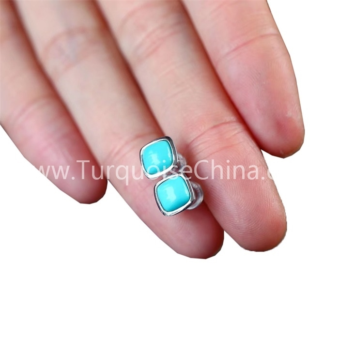 Natural Turquoise Square Earrings Gemstone 1