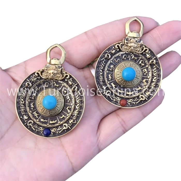 Chinese zodiac sign and natural Turquoise pendant gemstone 1