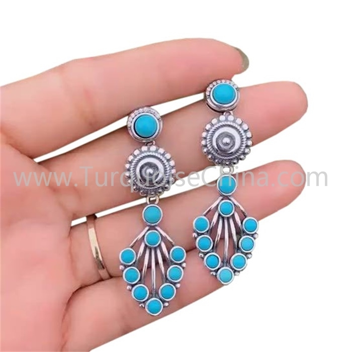 Fashion Turquoise Gemstone Earrings Untuk Wanita Turquoise Drop Earrings 1