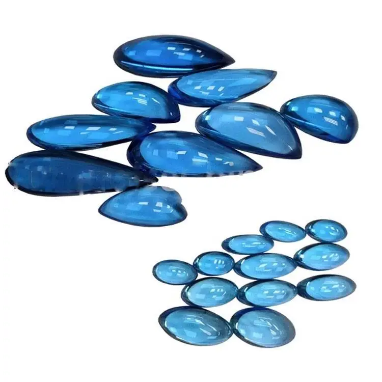 Beautiful Swiss Blue Topaz Oval / Pear Shape Cabochon Gemstone 1