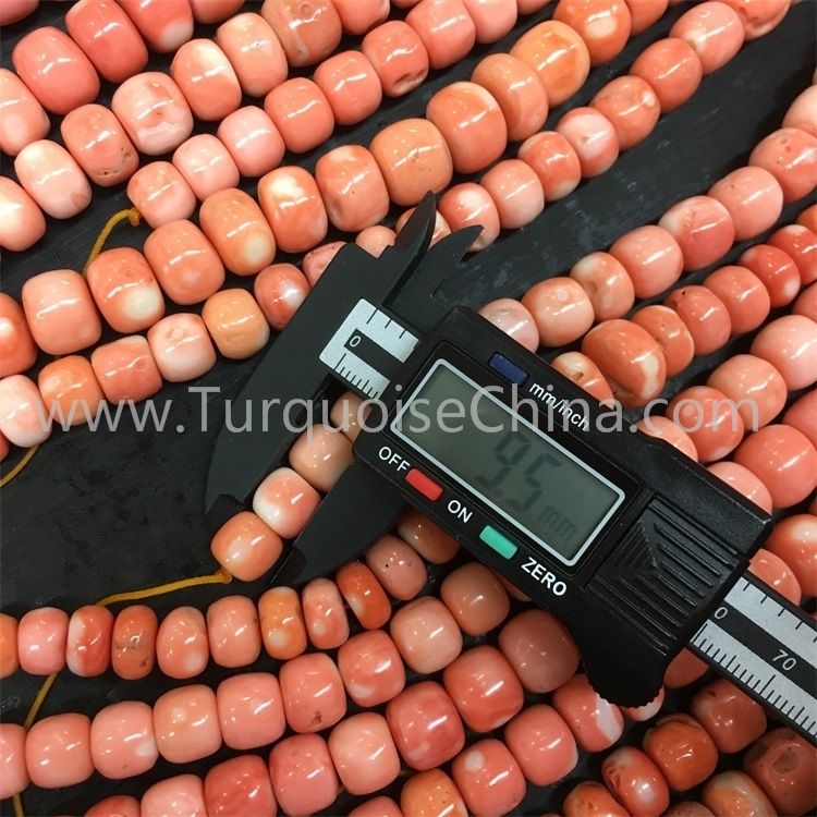 Natural Orange Coral Gemstone Rondelle Laxka Żibeġ 1