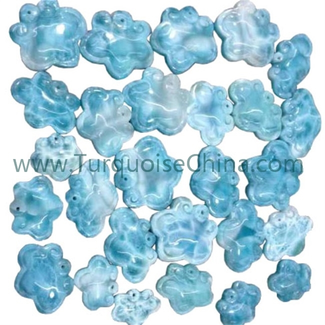 I-Gemstone entsha eluhlaza okwesibhakabhaka i-larimar eqoshiwe 1