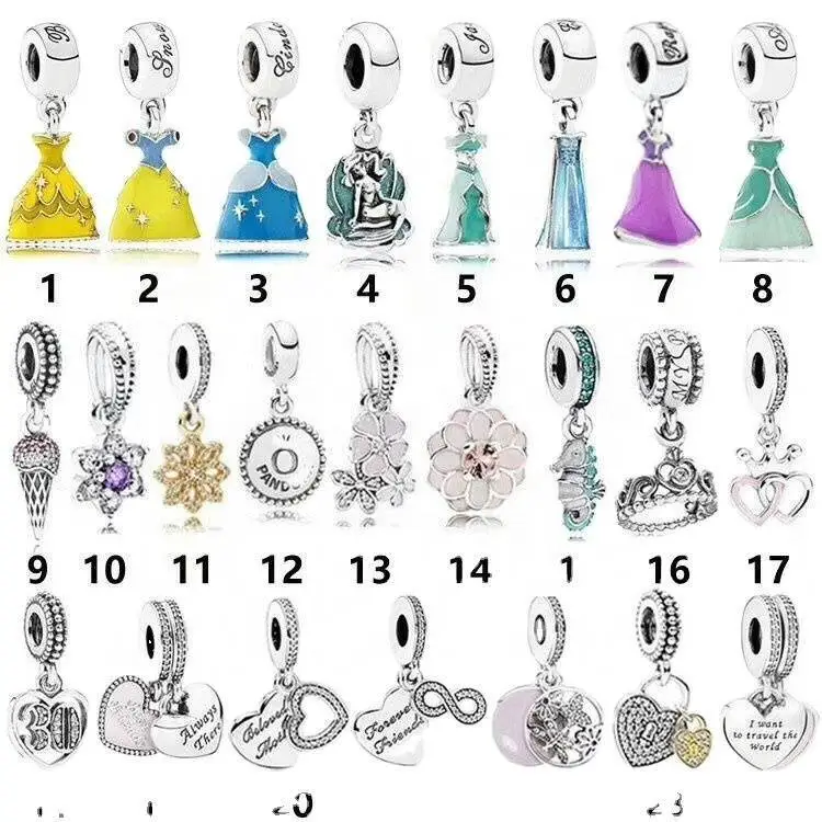 Hot 1 pcs pesona manik-manik cocok untuk perak kalung gelang liontin rantai 1