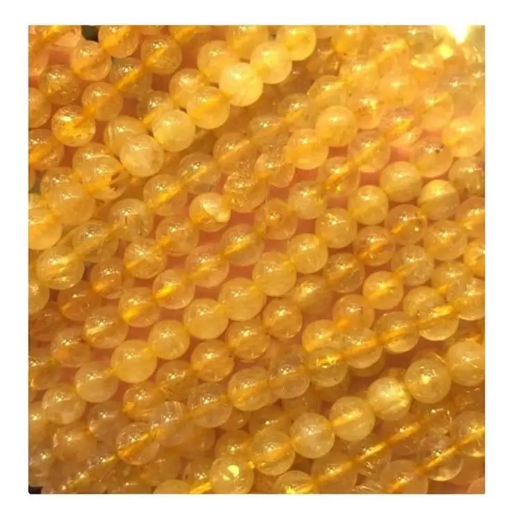 GOLDEN RUTILATED QUARTZ Crystal Bracelet  Round  Crystal Healing Jewelry Gift Metaphysical Crystals Healings Stones 1