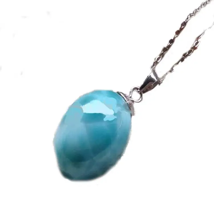 Natural Larimar oval shape pendant gemstone jewelry 1