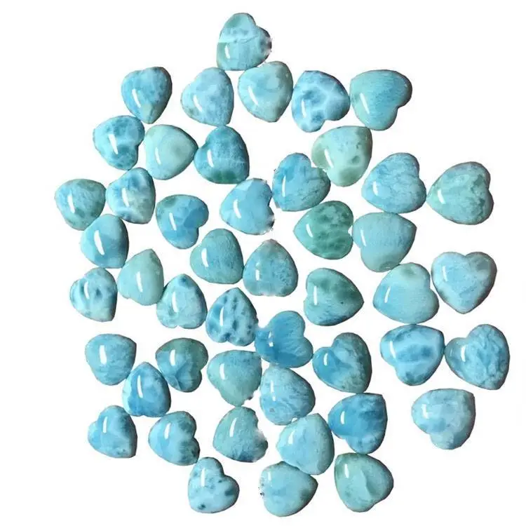 Natural Larimar heart shaped cabochon polishing and smooth gemstone 1