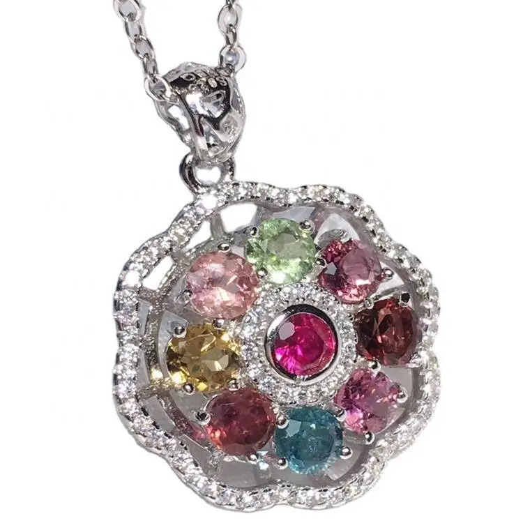 Tourmaline Natural Gemstone 925 Solid Sterling Silver Handmade Pendant 1