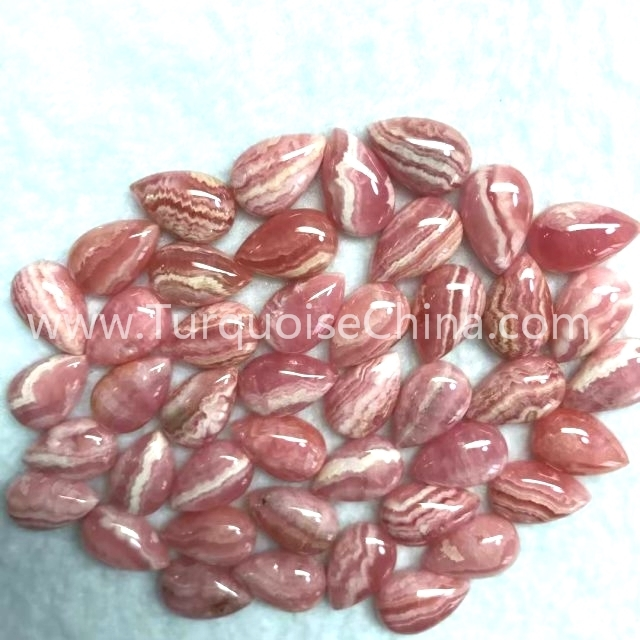 Natural Rhodochrosite cabochon water drop shape pink gemstone 1