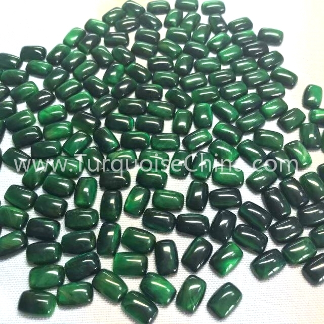 Batu Mata Tiger Hijau Alami Bantal Persegi Panjang Bentuk Cabochon Gemstone 1