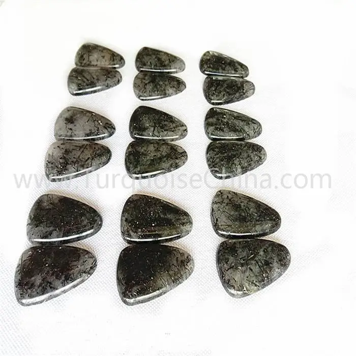 Natural   Black Rutilated Quartz  left and right match  Triangle polishing gemstone Wholesale and retail1 1