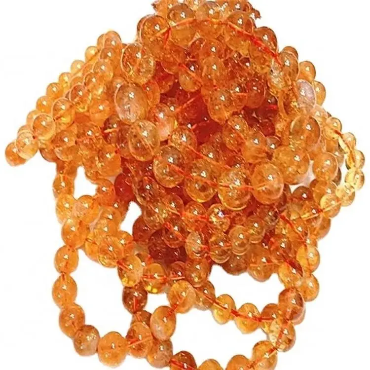 Manik-manik citrine alami Bentuk bulat Gelang batu permata halus dan kuning 1