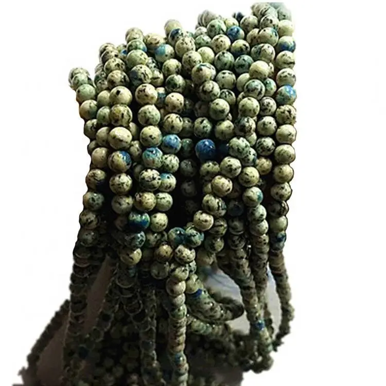 Natural K2 round shape beads pale-yellow gemstone strings 1