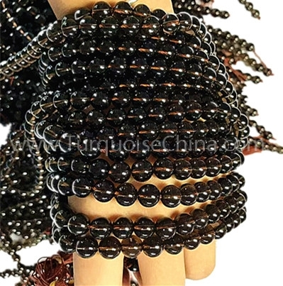 Natural Smoky quartz round shape beads smooth gemstone strings 1
