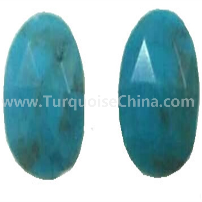 Blue color turquoise faceted cabochon 1