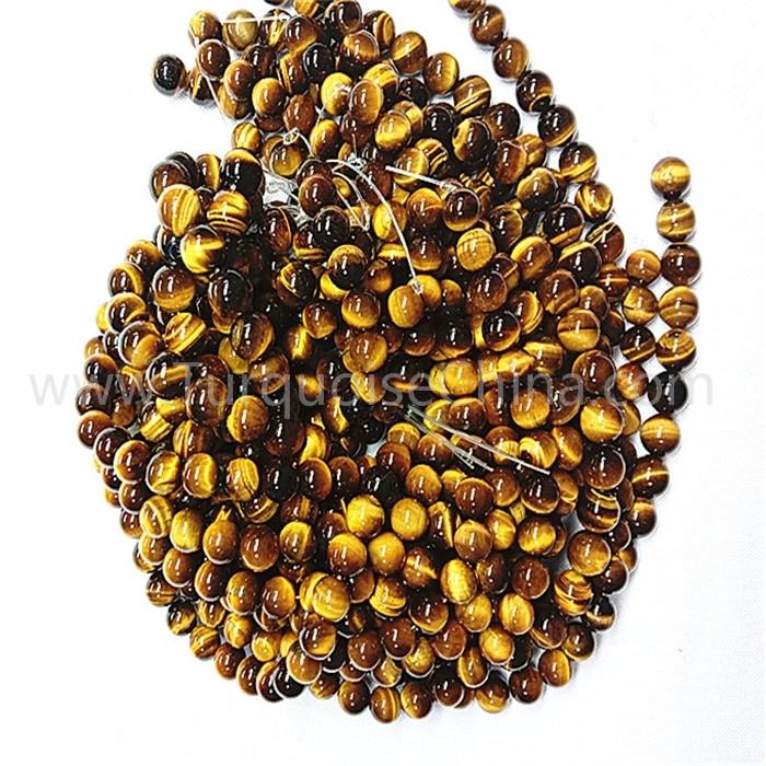 Natural yellow tiger eye stone round shape beads gemstone strings 1