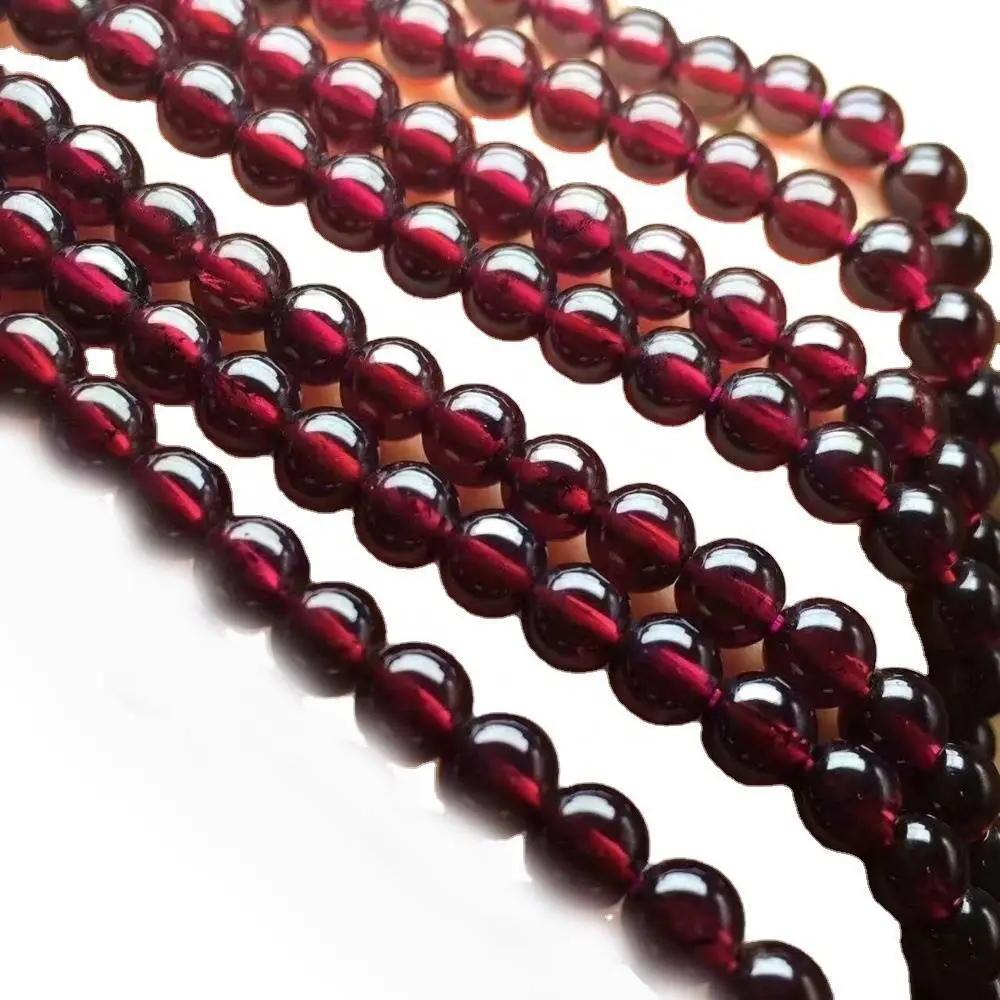 3mm zagaye na halitta beads giya jan gawarnet Gemstone 1