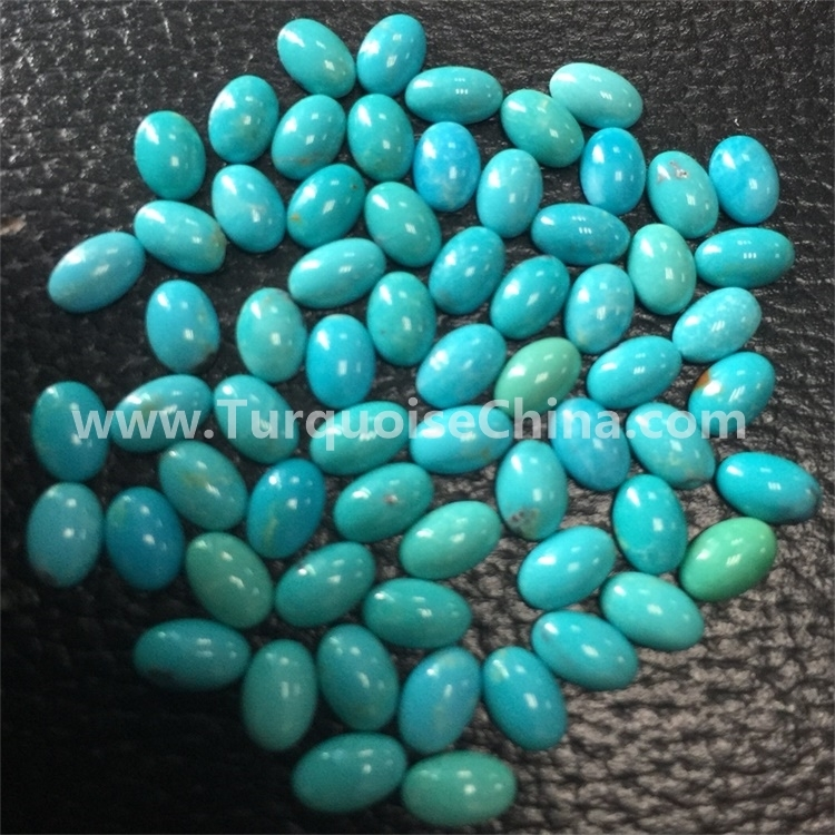 نیلي د فیروز اوول کیباسون ښه کیفیت قیمتي ګیمسټون اندازه 8 x 6 ملي میتره 1