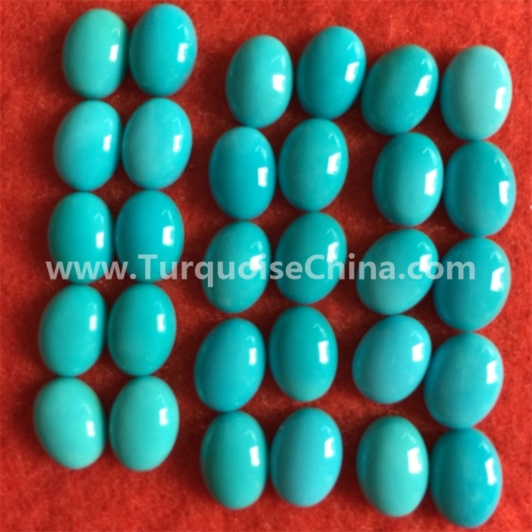 naturally genuine Turquoise, Oval Cabochon 6x4mm Stabilised 1