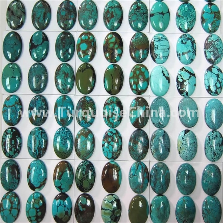 Rincian tentang 100% Tibet Alami Turquoise Oval Cabochon Longgar Perhiasan Batu Permata 1