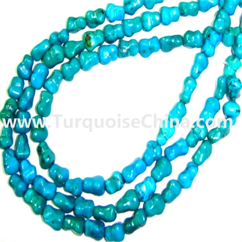 Naturally Genuine Turquoise Dogbone Beads Necklace 
 16 inch per string 1