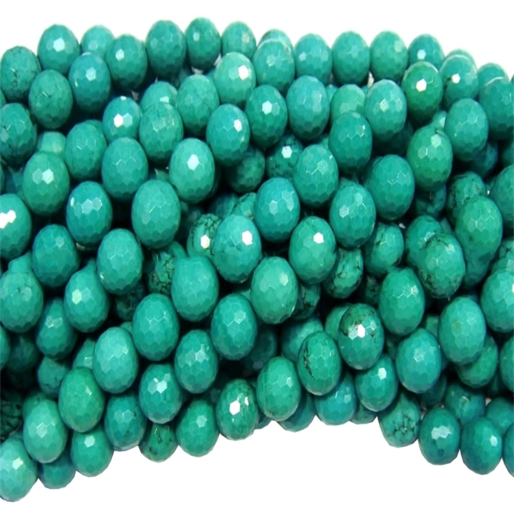 Natural Turquoise Hubei Turquoise Faceted Abacus Beads Strands 1