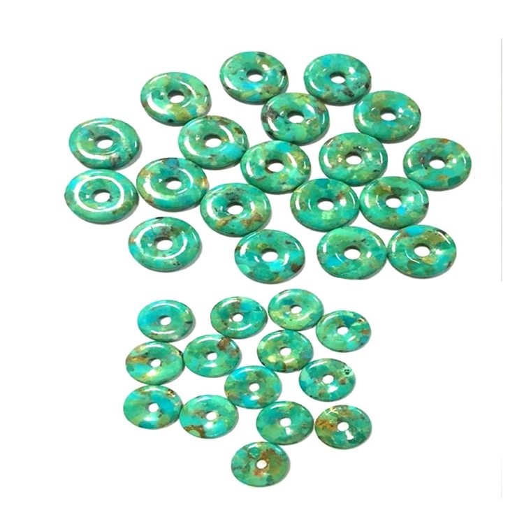Manik-manik Lingkaran Turquoise Amerika Asli Alami&amp; Manik-manik Donat Turquoise untuk Pembuatan Perhiasan (10-50mm) 1