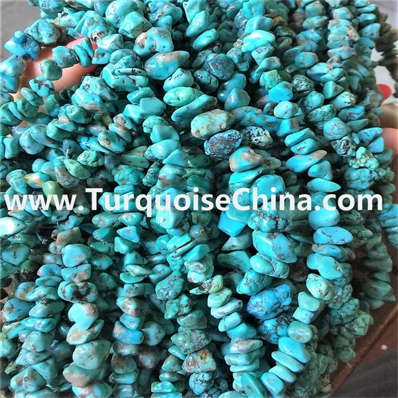 Natural Small Turquoise Chips Natural Turquoise, Full Strand. 5