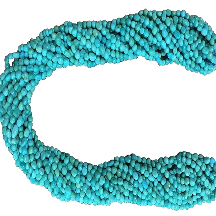 Təbii firuzəyi Gemstone dəyirmi muncuq, firuzəyi fiş muncuqları, 15 düym tam ip 1