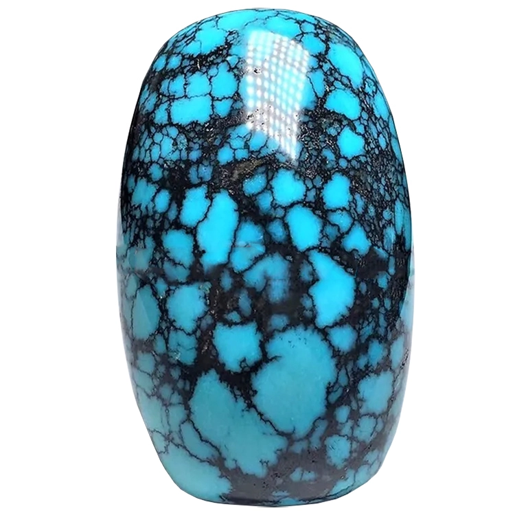 Hubei alami Turquoise kasar memotong manik-manik pirus biru spiderweb biru 1