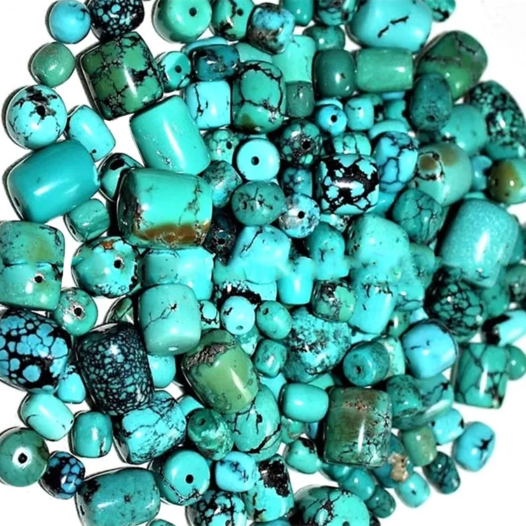 Natural Kingman Turquoise drum beads mixture size / Rustic Turquoise gemstone beads / Blue Green Raw Turquoise Beads 1
