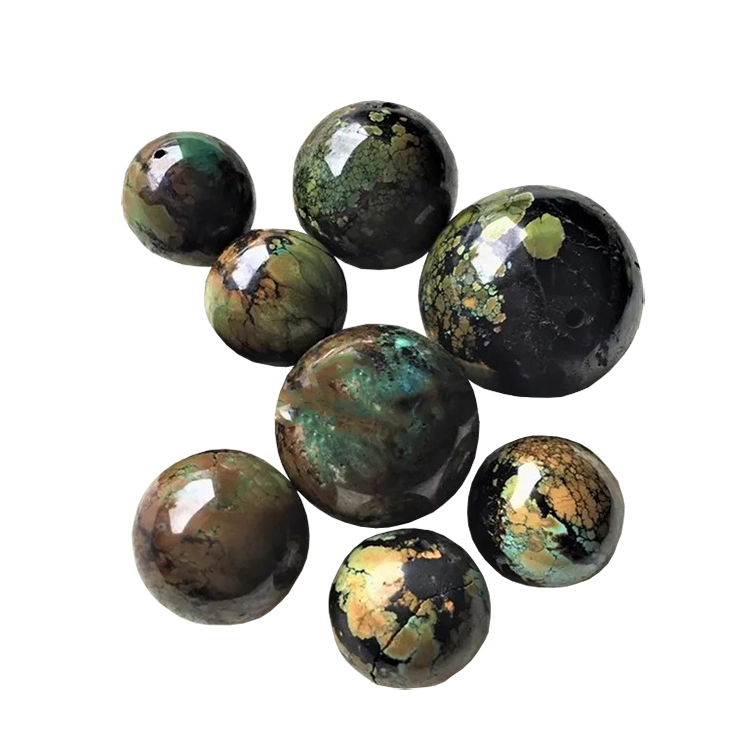 Natural shiny wonderful pattern Hubei turquoise round beads 1
