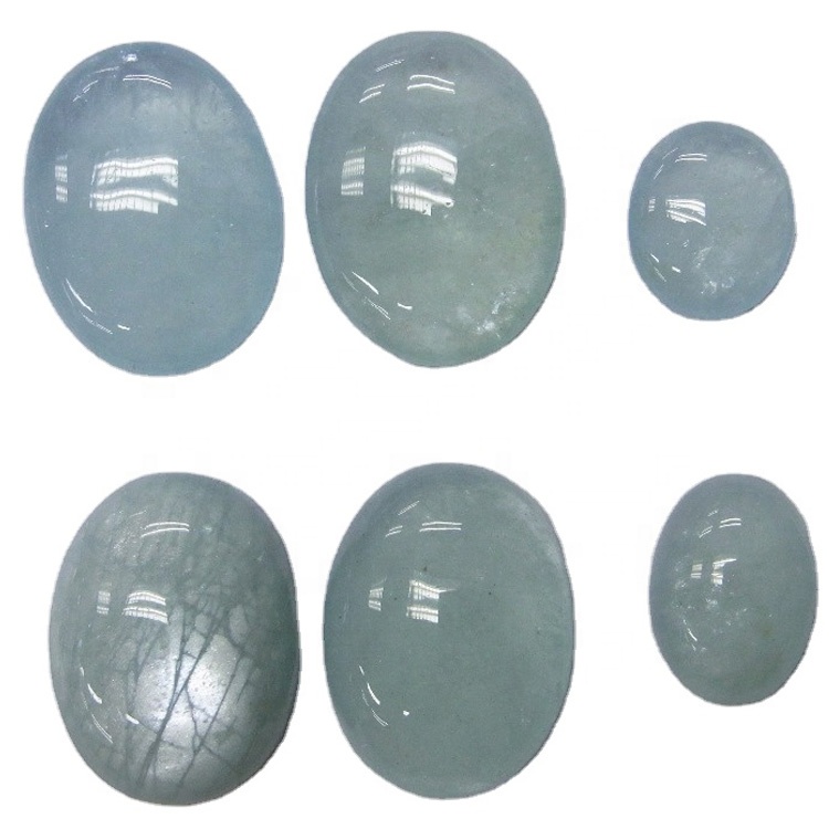 Mimu ti aquamarine cavochon ofani ti o ni translucent ina buluu fun ṣiṣe ohun ọṣọ 39