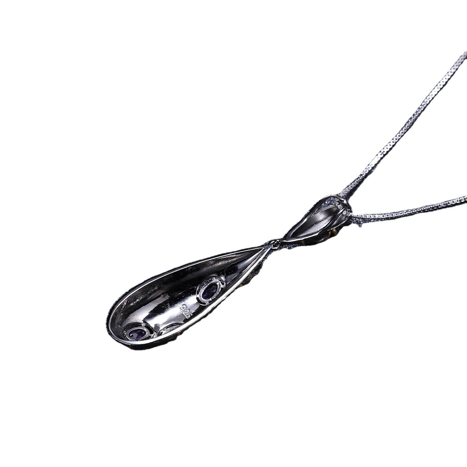 Charmante 925 Silwer Goud-Plated Oppervlak Pers Corundum Hanger vir Vroue se 15