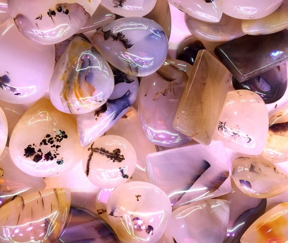 ચેરી બ્લોસમ એગેટ પિઅર ચેરી બ્લોસમ એગેટ ફ્લાવર એજેટ કેબોકોન લૂઝ રત્ન 33