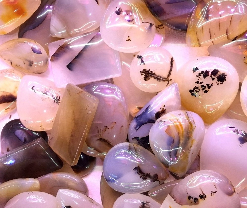 ચેરી બ્લોસમ એગેટ પિઅર ચેરી બ્લોસમ એગેટ ફ્લાવર એજેટ કેબોકોન લૂઝ રત્ન 37